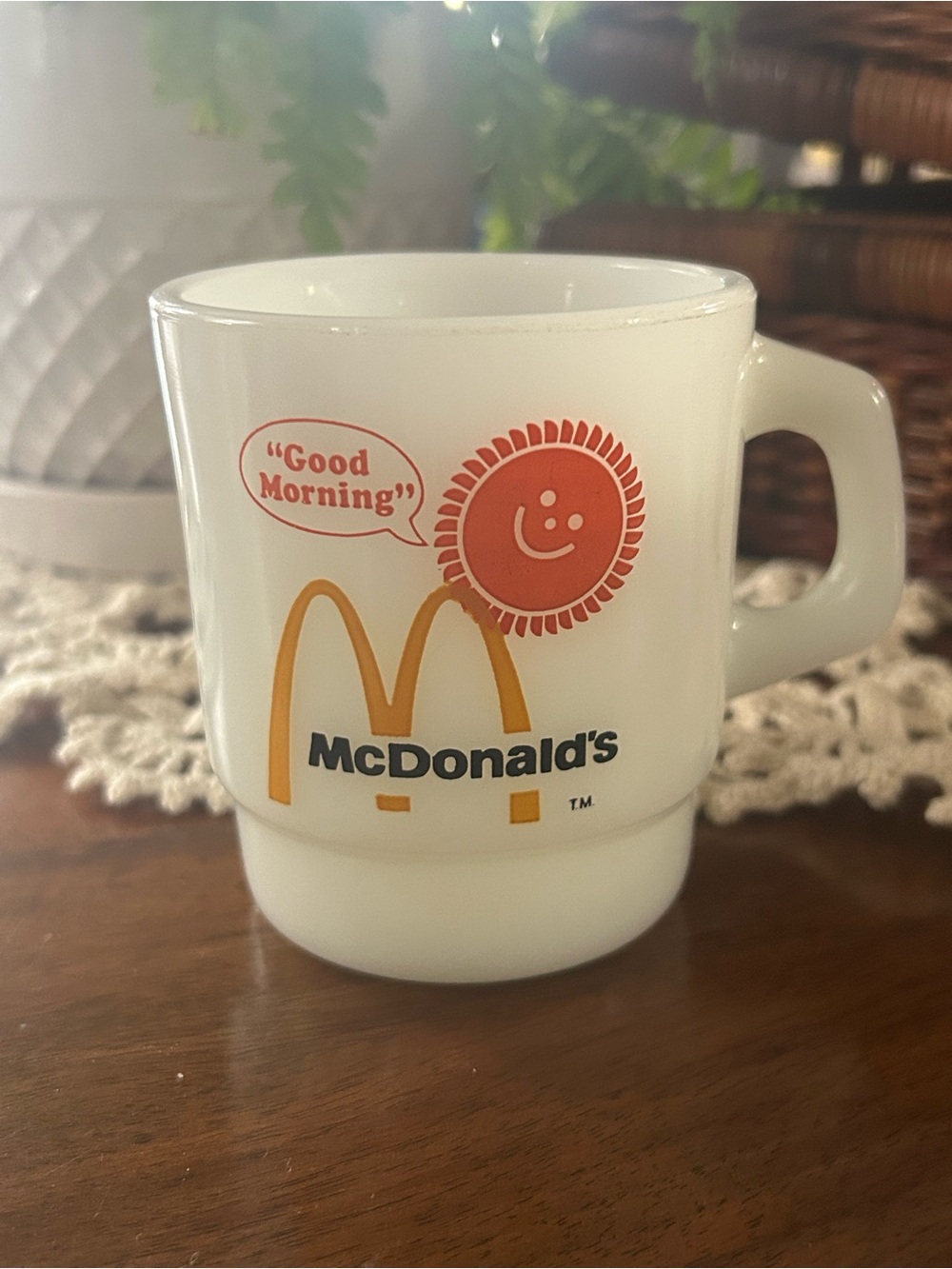 McDonald's White Mug with Orange Sun and Yellow Golden Arches